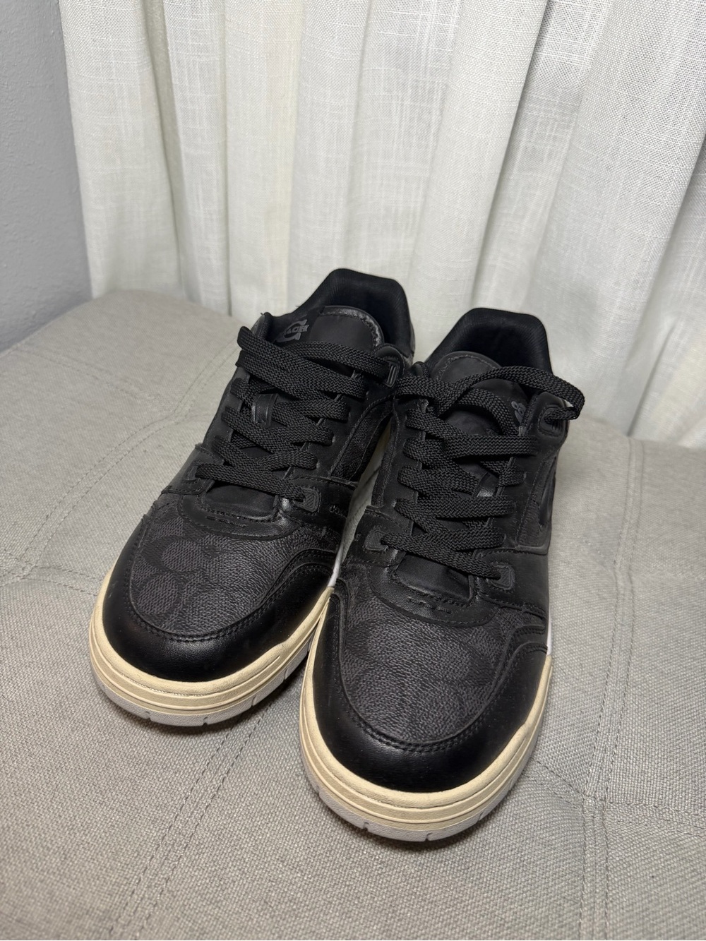 Coach Black Low-Top Sneakers with Cream Sole